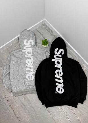 Худи supreme / черное и серое худи суприм / брендовое мужское худи с принтом supreme / стильная кофта с капюшоном supreme / оверсайз худи supreme / ло