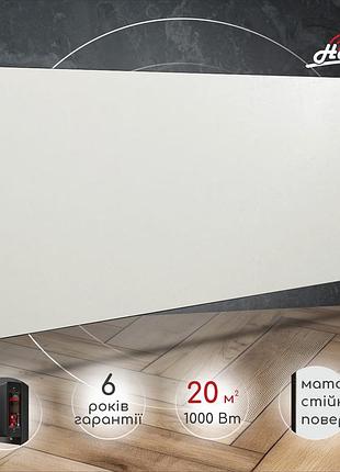Керамический электрический панельный обогреватель heats 1000вт до 20кв.м white/белый с терморегулятором