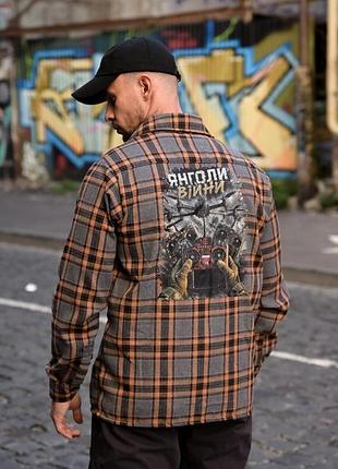 Клетчатая рубашка янголи війни grey рн4823