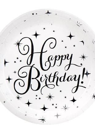 Набор тарелок "happy birthday", 10 шт, серебряный, 18 см elisey