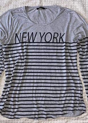 Жіночий лонгслів new york у смужку сірий