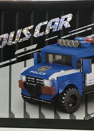 Блочний конструктор серії «famous car» поліцейська бронемашина з гумовими колесами в боксі
