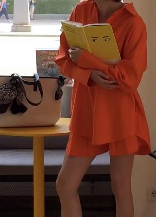 Костюм жіночий cher 17 шорти та сорочка помаранчевий xs/s
