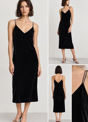 Zara sleep dress велюровое платье в бельевом стиле