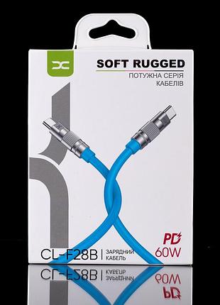 Кабель для заряджання usb cable dc type-c to type-c (cl-f28b) od6.0/ pd/ 60w/ 1.2m блакитний