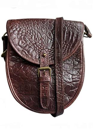 Винтажная  кожаная сумка с тиснением под крокодила mulberry  saddle bag /0000h/