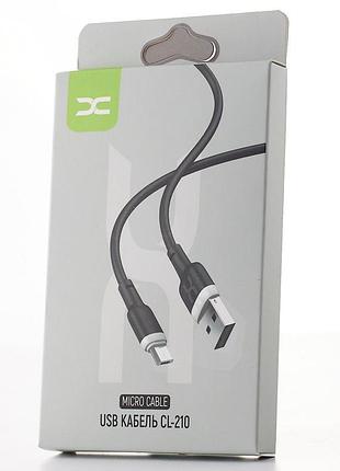Кабель для заряджання usb cable dc micro (cl-210) чорний