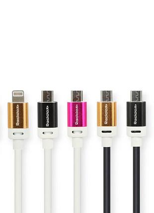Кабель для заряджання reddax usb - micro usb, 1.3м, 2.4а чорний, круглий