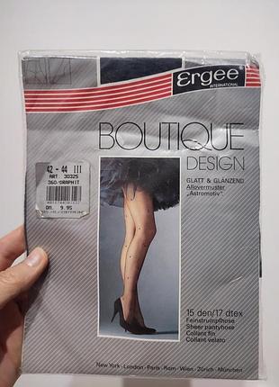 Винтажные фантазийные колготки ergee boutique design 15 den — р. 42-44 (iii), графит с узором «астро»