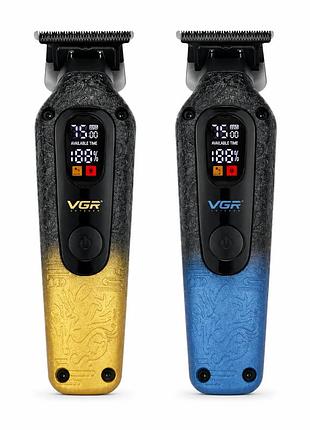 Триммер vgr v-879t (синий/золотой) / триммер беспроводной, для бороды, усов и волос / триммер 2 скорости