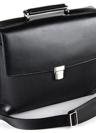 Чоловічий діловий портфель fouquet nbc-1002m з натуральної шкіри та нейлону 1680d, для ноутбука 14", а4, чорний