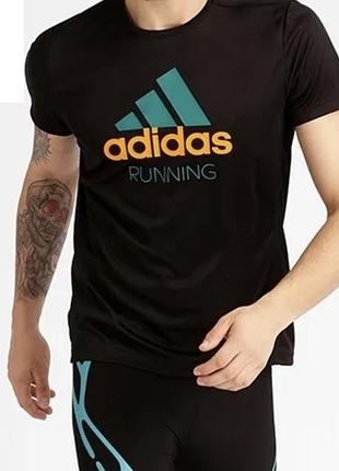 S adidas running спортивна чоловіча футболка чорна з логотипом