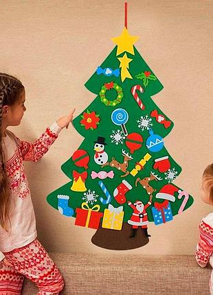 Дитяча ялинка з іграшками з фетру на стіну 95 х 70см chrismas free