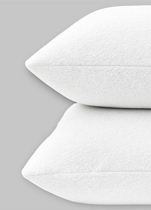 Комплект наволочек аqua-stop ecotton 50х70 см 2 шт водонепроницаемые махровые на молнии белый зашатает подушек
