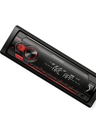 Магнітола pioneer mvh-s120 ub fm, usb, aux, mp3, android, знімна пан, червона підсвітка