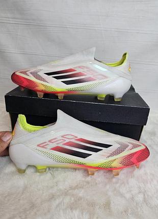 Бутсы мужские adidas f50 elite laceless fg white/red ie1214