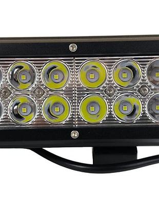 Фара светодиодная дальнего света (12 led, дополнительная с крепежом, прямоугольная)