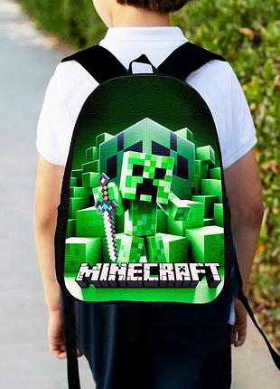 Рюкзак детский майнкрафт крипер "minecraft" 34х27см, городской ранец для мальчика (00527)