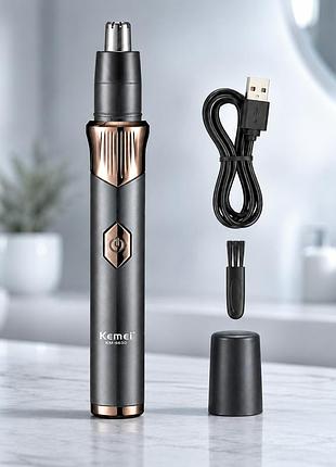 Триммер для носа и ушей kemei km-323 / аккумуляторный триммер с type-c зарядкой