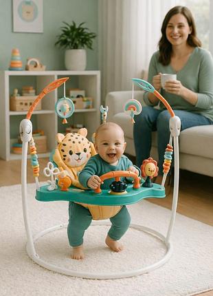 Детский игровой центр fisher-price jumperoo с подсветкой и звуком / развивающий игровой джемпер зеленый