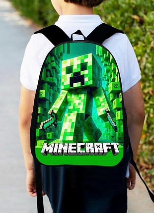 Рюкзак детский майнкрафт крипер "minecraft" 34х27см, городской ранец для мальчика (00522)