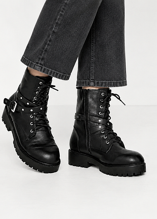 Черные массивные ботинки берцы yours, 43 размер (28.5 см), extra wide fit