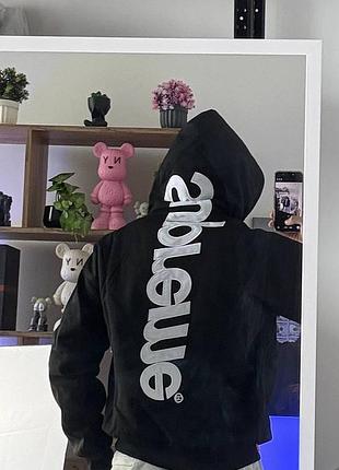 Худі supreme / чорне та сіре худі супрім / брендове чоловіче худі з принтом supreme / стильна кофта з капюшоном supreme / оверсайз худі supreme
