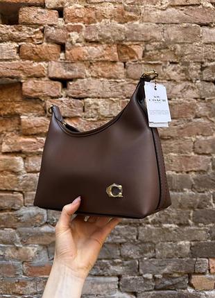 Сумка coach juliet shoulder bag brown smooth leather 5