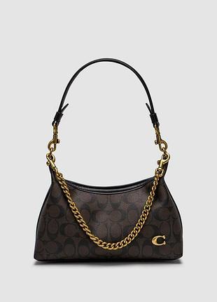 Сумка coach juliet shoulder bag leather in signature canvas brown black