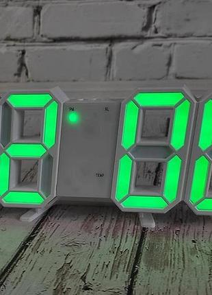 Електронний настільній годинник з будильником та термометром vst-883 зелені