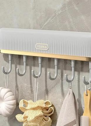 Клейка вішалка з гачками, утримувач для посуду з 6 гачками plastic hook