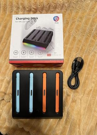 Зарядна док-станція для 4 joy-con nintendo switch 2 з rgb-підсвіткою
