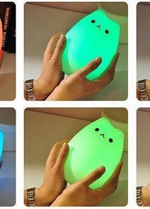 Сенсорний силіконовий led світильник-нічник котик