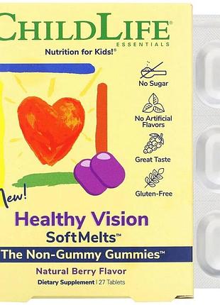 Комплекс здоровый звезд, натуральный ягодный вкус, healthy vision softmelts, natural berry flavor, childlife, 27 жевательных конфет
