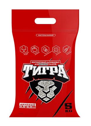 Натуральний бентонітовий наповнювач для котячих туалетів тигра, 5 кг, гранула максі 2,5-5 мм, червоний