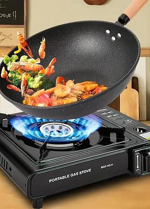 Туристическая газовая горелка плитка с пьезоподжигом + кейс happy home bdz-155a