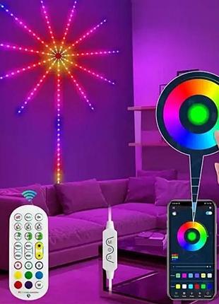 Светодиодная rgb лента фейерверк с пультом и bluetooth от usb, 5v 213 led