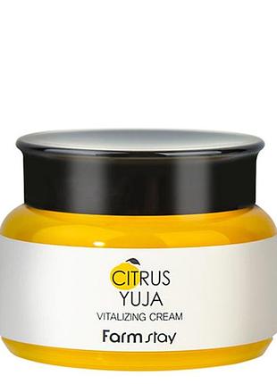 Відновлювальний крем для обличчя farmstay — citrus yuja vitalizing cream з екстрактом юзу — 100g