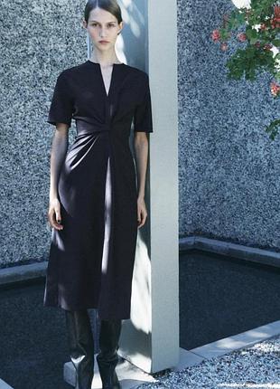 Елегантна сукня міді з преміальної лінійки zara zw collection зі змішаної вовни
