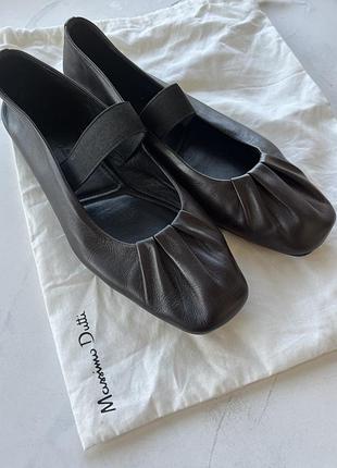 Жіночі балетки massimo dutti, темно-коричневі, розмір 38, довжина устілки 24,5-25 см, шкіряні