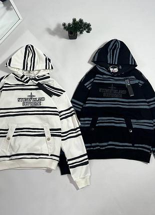 Худи stone island x supreme / полосатый худи стон айленд суприм / брендовый мужской худи с патчем stone island / кофта с капюшоном stone island suprem