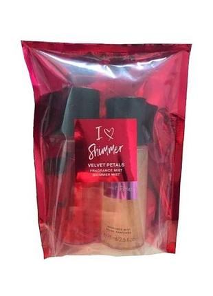 Подарунковий набір victoria`s secret i love shimmer velvet petals (мист і спрей-шиммер)