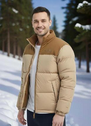 Мужской зимний пуховик the north face бежевый куртка утепленная зе норт фейс (b)