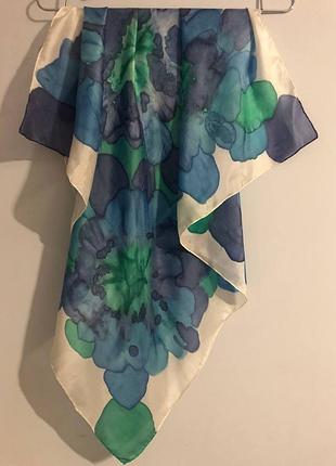 Большой шелковый платок-каре arty's 100% натуральный шелк (silk) батик 90х90 см