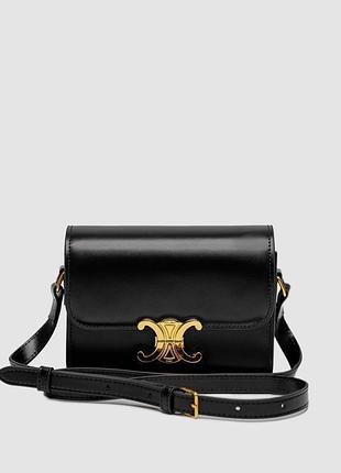 Сумка celine teen triomphe bag black in shiny calfskin
