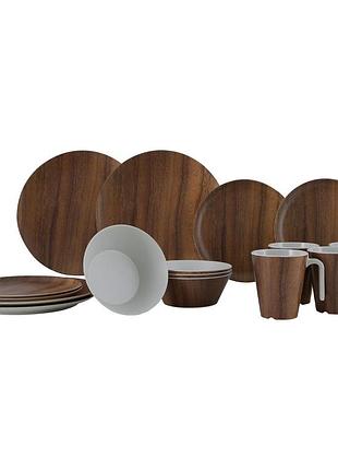 Сервиз столовый gimex tableware nature 16 pieces 4 person wood (6913100), для подачи напитков и блюд, для семейных обедов и отдыха