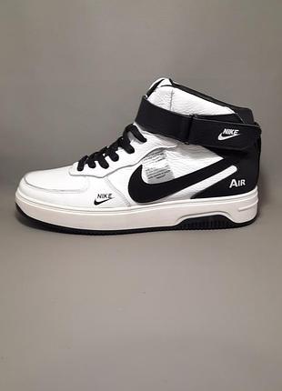 Кроссовки мужские кожаные зимние nike air force white(белые) 43