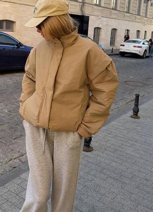 Трендовый дутый бомбер куртка оверсайз