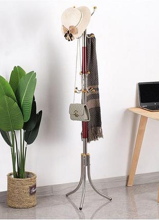 Металева підлогова стійка-вішалка для одягу coat rack тренога 16 гачків