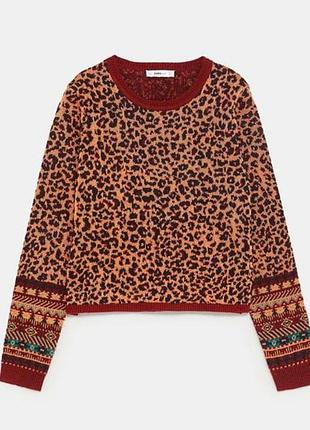 Светр жіночий zara з леопардовим принтом